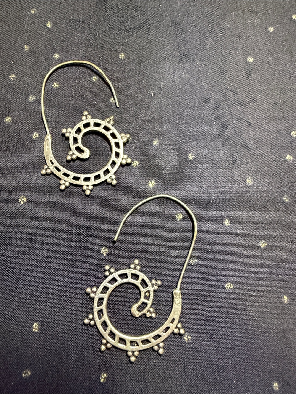 Silver tone Spiral Filigree Hoop Earrings - Women Jewelry